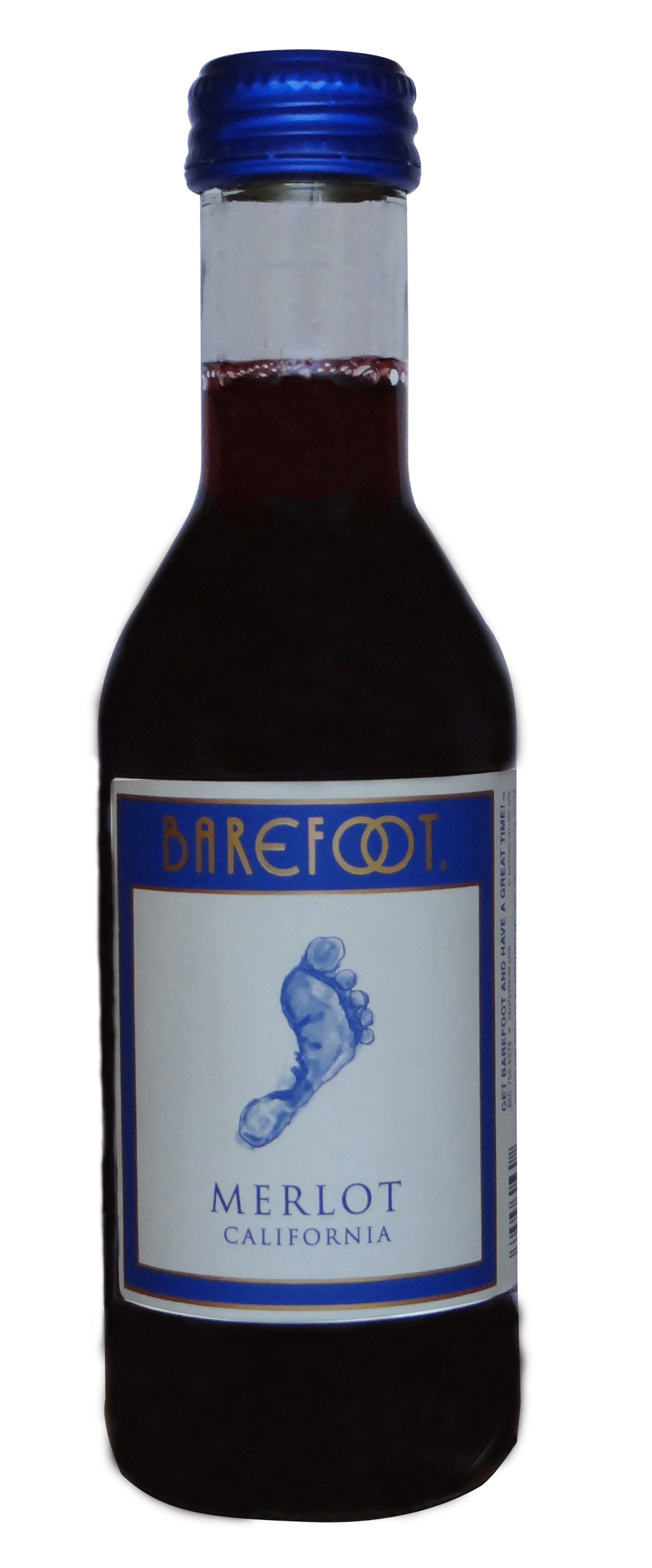 Mini bottle of Barefoot Merlot wine