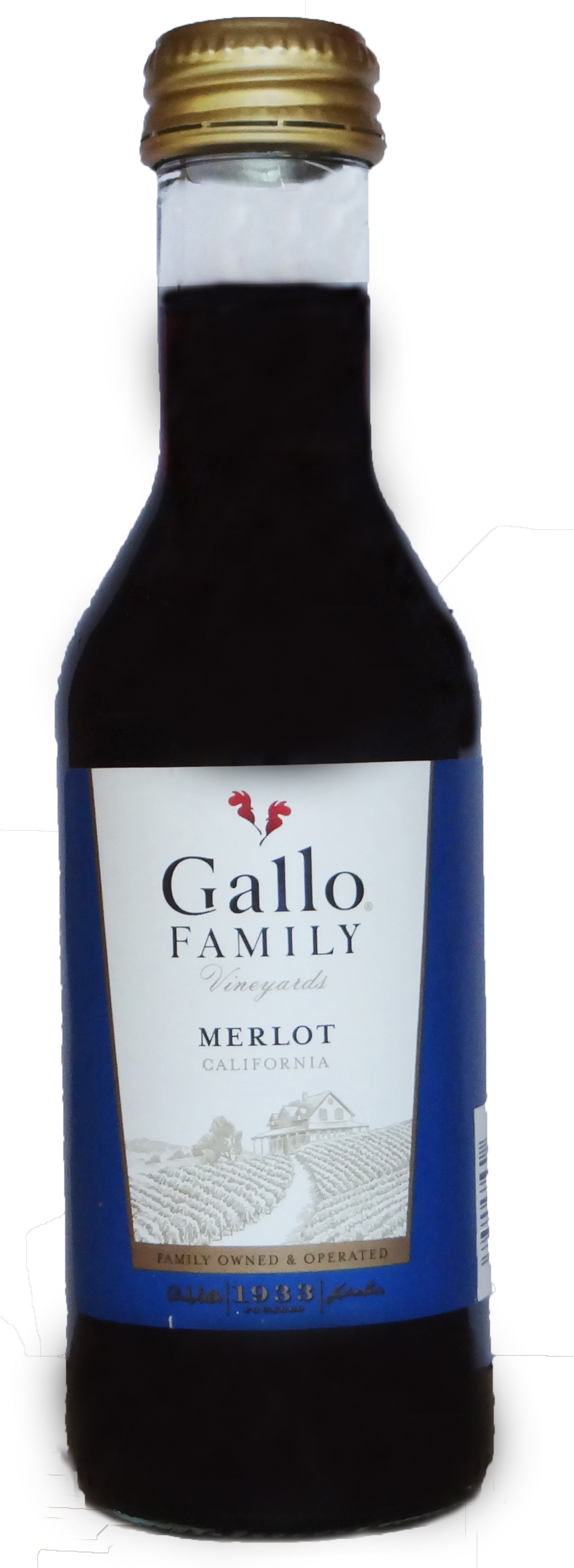 Mini bottle of Gallo Merlot wine