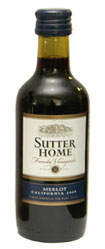 Mini bottle of Sutter Home Merlot wine